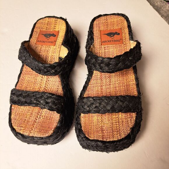 Rocket Dog Chunky Platform ESPADRILLES WOMENS SIZE 6 Black 90s Y2K party beach - Picture 2 of 11